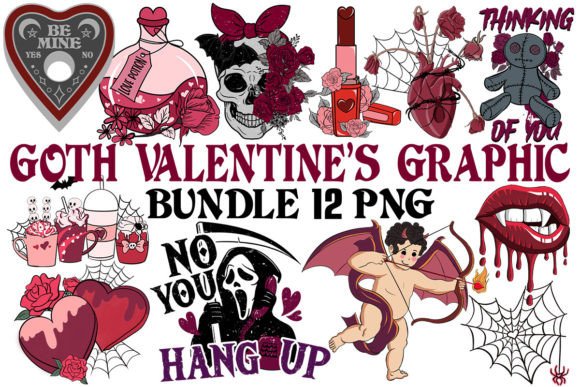 Download Goth Valentine's Graphic Bundle Drawing - Drawing Collection