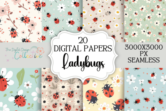 Download Adorable Ladybug Seamless Patterns - Patterns Collection