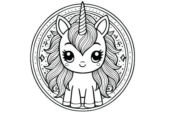 Download Cartoon Unicorn Cute Mandala Drawing - Drawing Collection